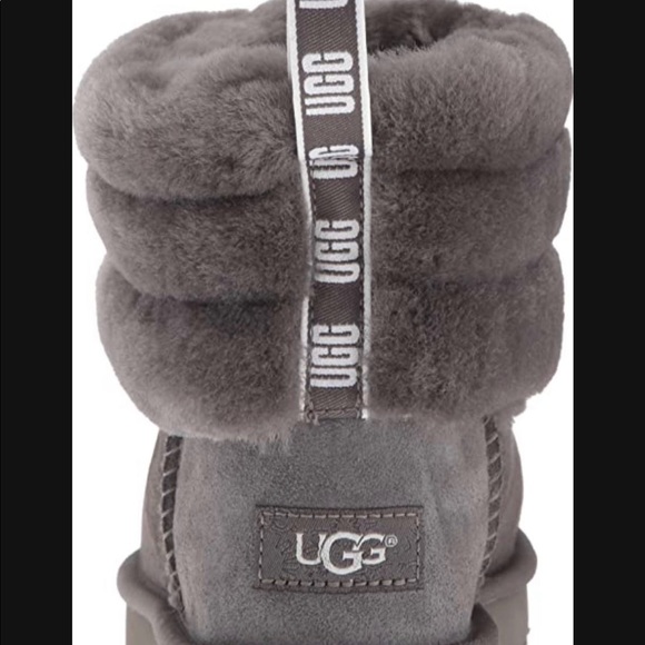 New Grey Mini Fluff Ugg Boots - Picture 2 of 2